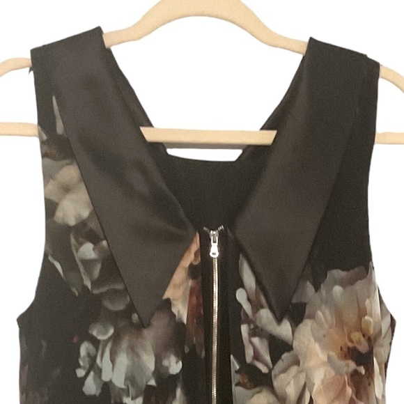 SLNY black with flowers print mid dress size 10‎ - Picture 4 of 6